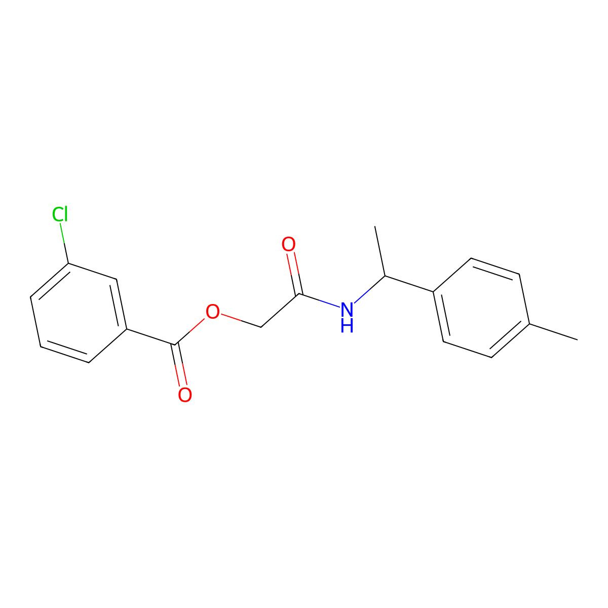 2-{[1-(4-Methylphenyl)ethyl]amino}-2-oxoethyl 3-chlorobenzoate molecular structure, CAS 1242003-71-9