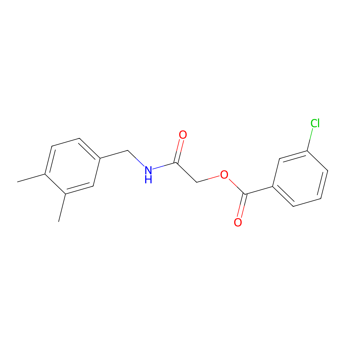 2-((3,4-Dimethylbenzyl)amino)-2-oxoethyl 3-chlorobenzoate molecular structure, CAS 1242014-91-0