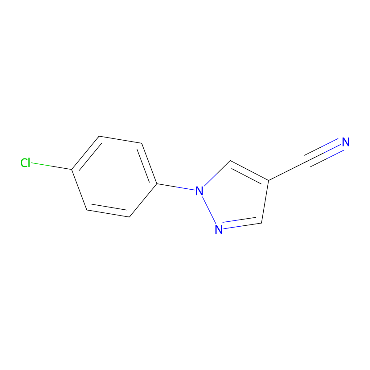 1-(4-chlorophenyl)-1H-pyrazole-4-carbonitrile molecular structure, CAS 1242015-18-4