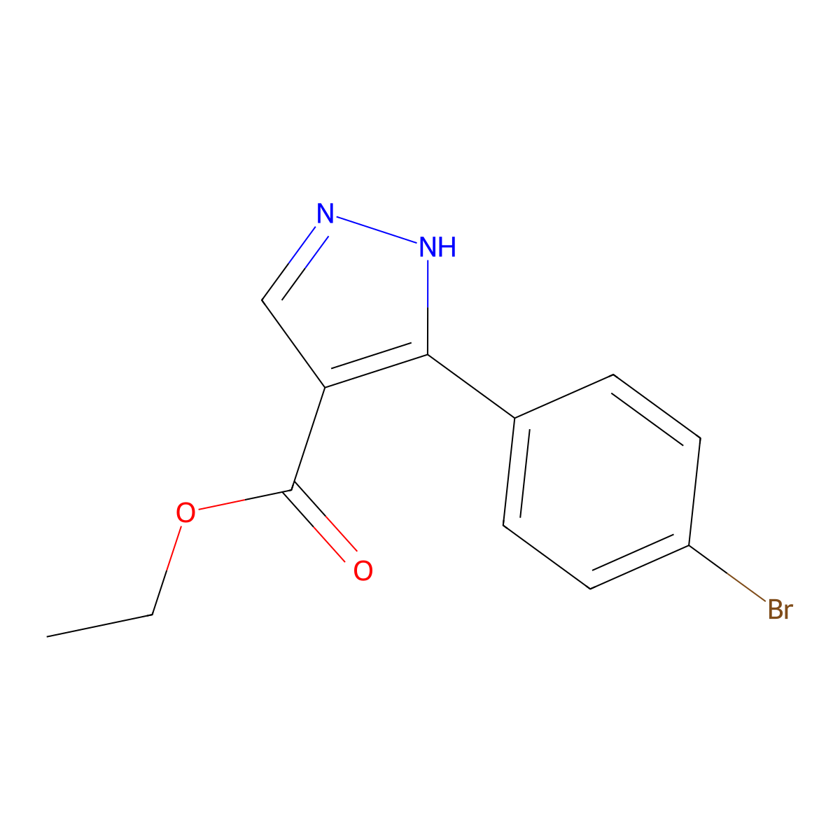 ethyl 5-(4-bromophenyl)-1H-pyrazole-4-carboxylate molecular structure, CAS 1242015-23-1