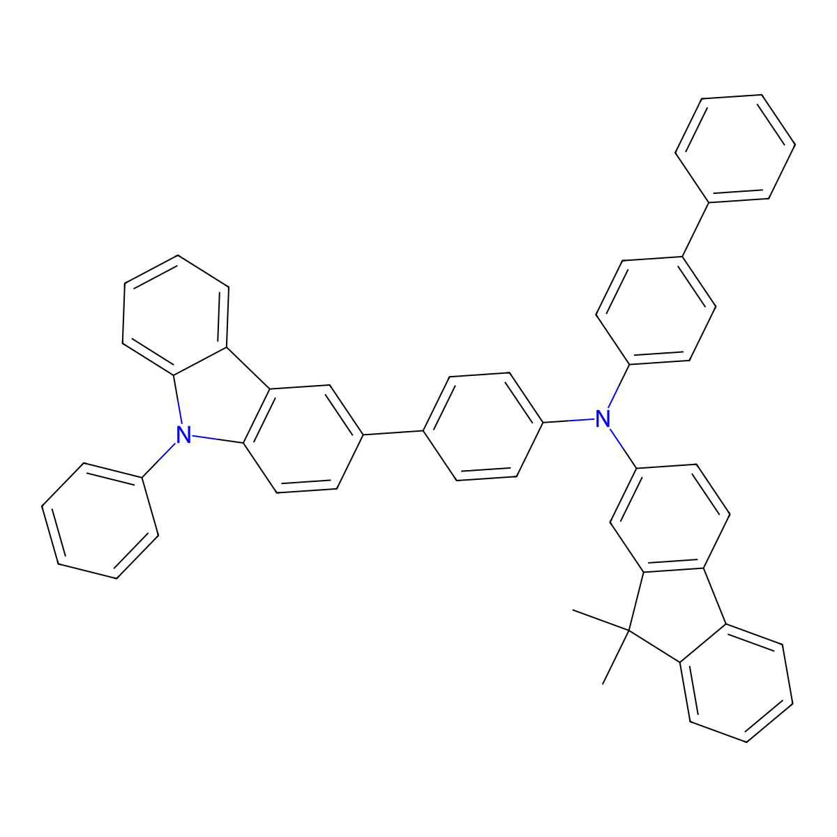 N-((1,1'-biphenyl)-4-yl)-9,9-dimethyl-N-(4-(9-phenyl-9H-carbazol-3-yl)phenyl)-9H-fluoren-2-amine molecular structure, CAS 1242056-42-3