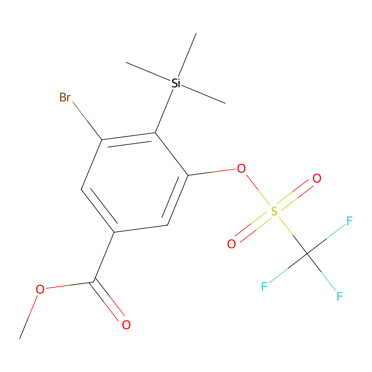 Methyl 3-bromo-5-(((trifluoromethyl)sulfonyl)oxy)-4-(trimethylsilyl)benzoate molecular structure, CAS 1242069-32-4