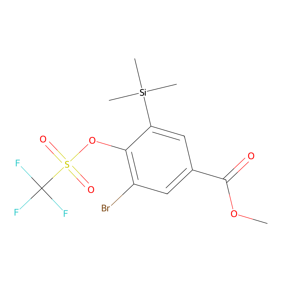 Methyl 3-bromo-4-(((trifluoromethyl)sulfonyl)oxy)-5-(trimethylsilyl)benzoate molecular structure, CAS 1242069-33-5