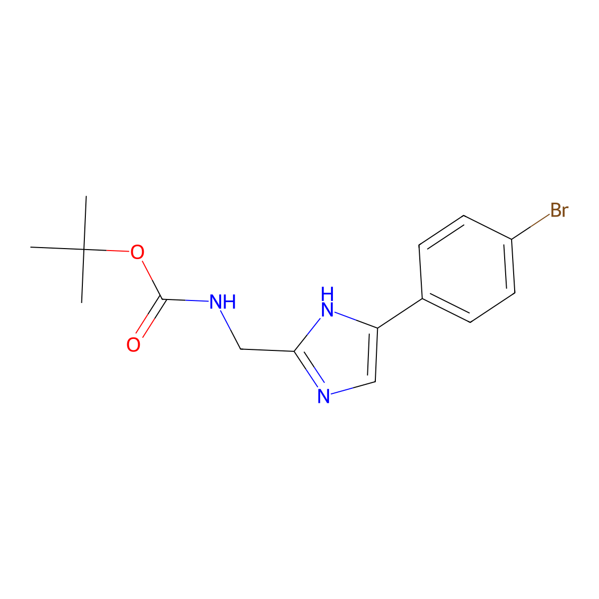 Tert-butyl ((4-(4-bromophenyl)-1H-imidazol-2-YL)methyl)carbamate molecular structure, CAS 1242094-20-7