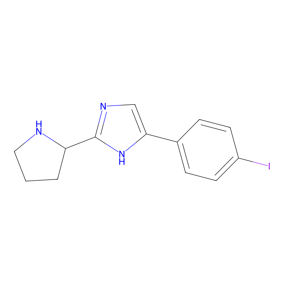 5-(4-Iodophenyl)-2-(2S)-2-pyrrolidinyl-1H-imidazole molecular structure, CAS 1242094-26-3