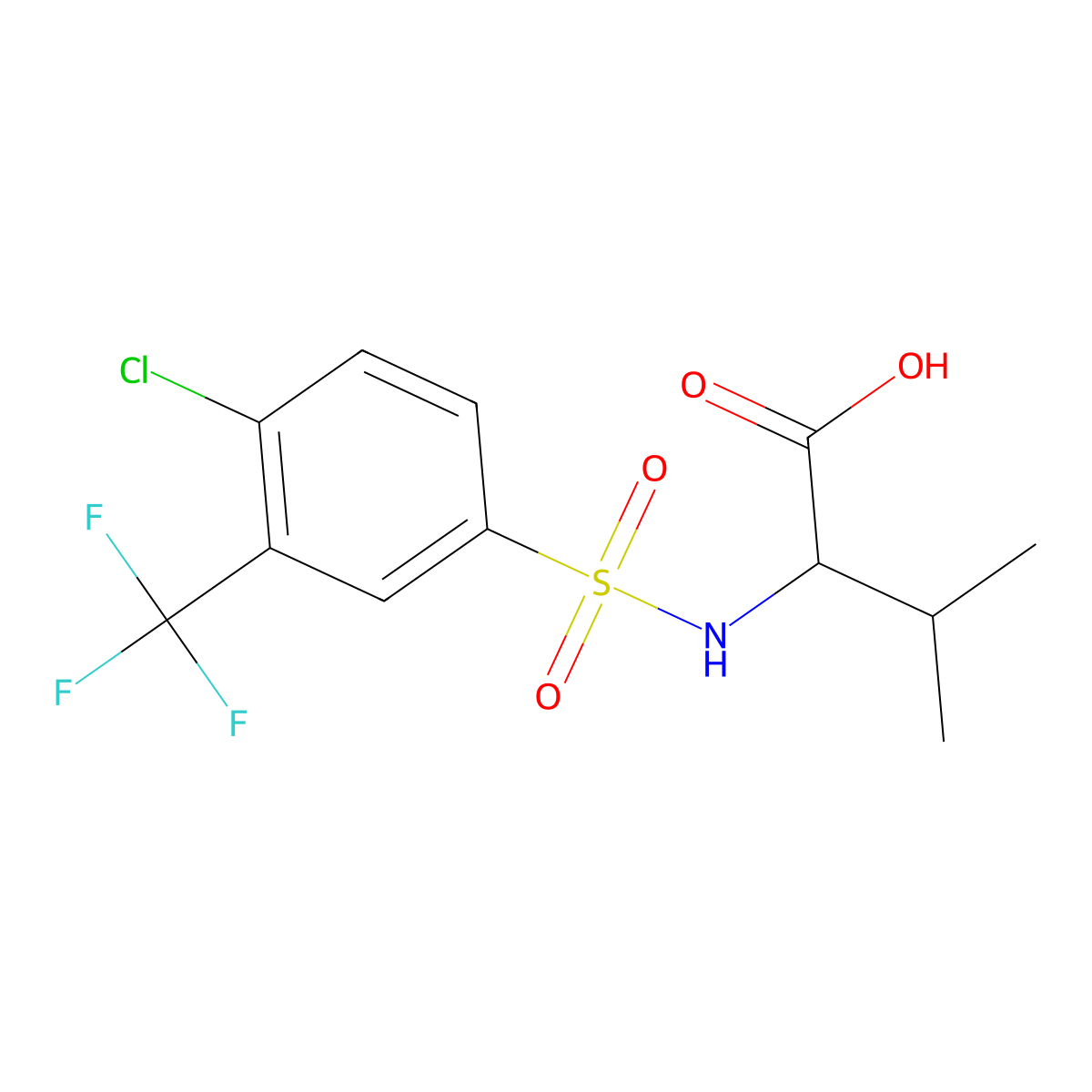 ((4-Chloro-3-(trifluoromethyl)phenyl)sulfonyl)valine molecular structure, CAS 1242095-23-3