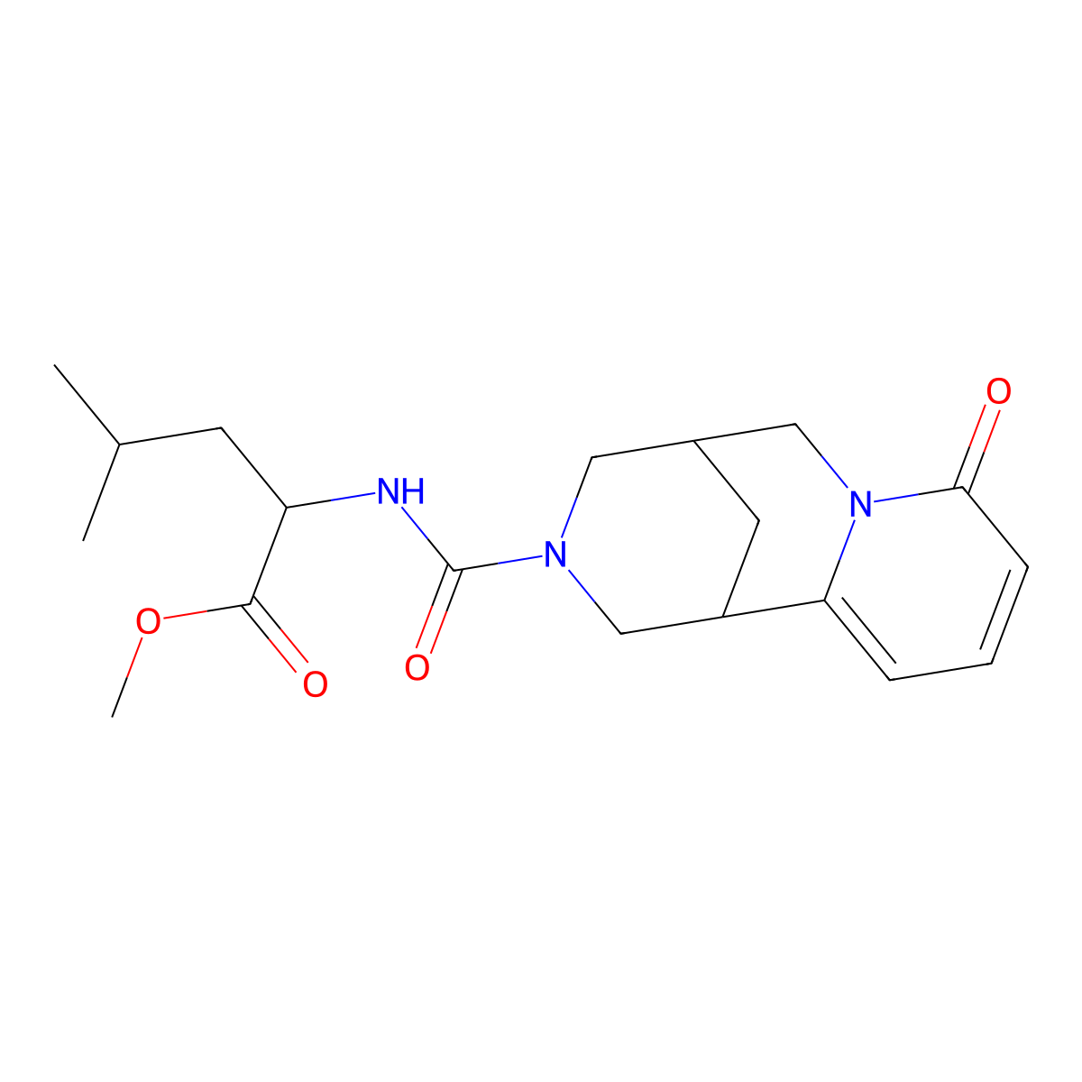 methyl N-[(8-oxo-1,5,6,8-tetrahydro-2H-1,5-methanopyrido[1,2-a][1,5]diazocin-3(4H)-yl)carbonyl]leucinate molecular structure, CAS 1242099-51-9