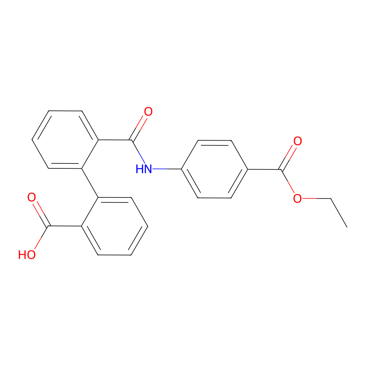 2-[2-[(4-ethoxycarbonylphenyl)carbamoyl]phenyl]benzoic Acid molecular structure, CAS 124214-04-6