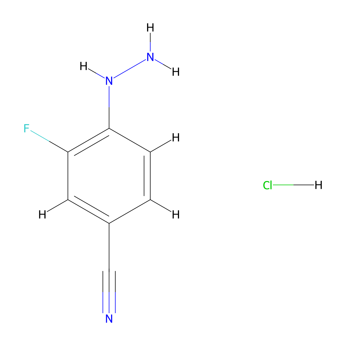 3-Fluoro-4-hydrazinylbenzonitrile hydrochloride molecular structure, CAS 1242145-32-9