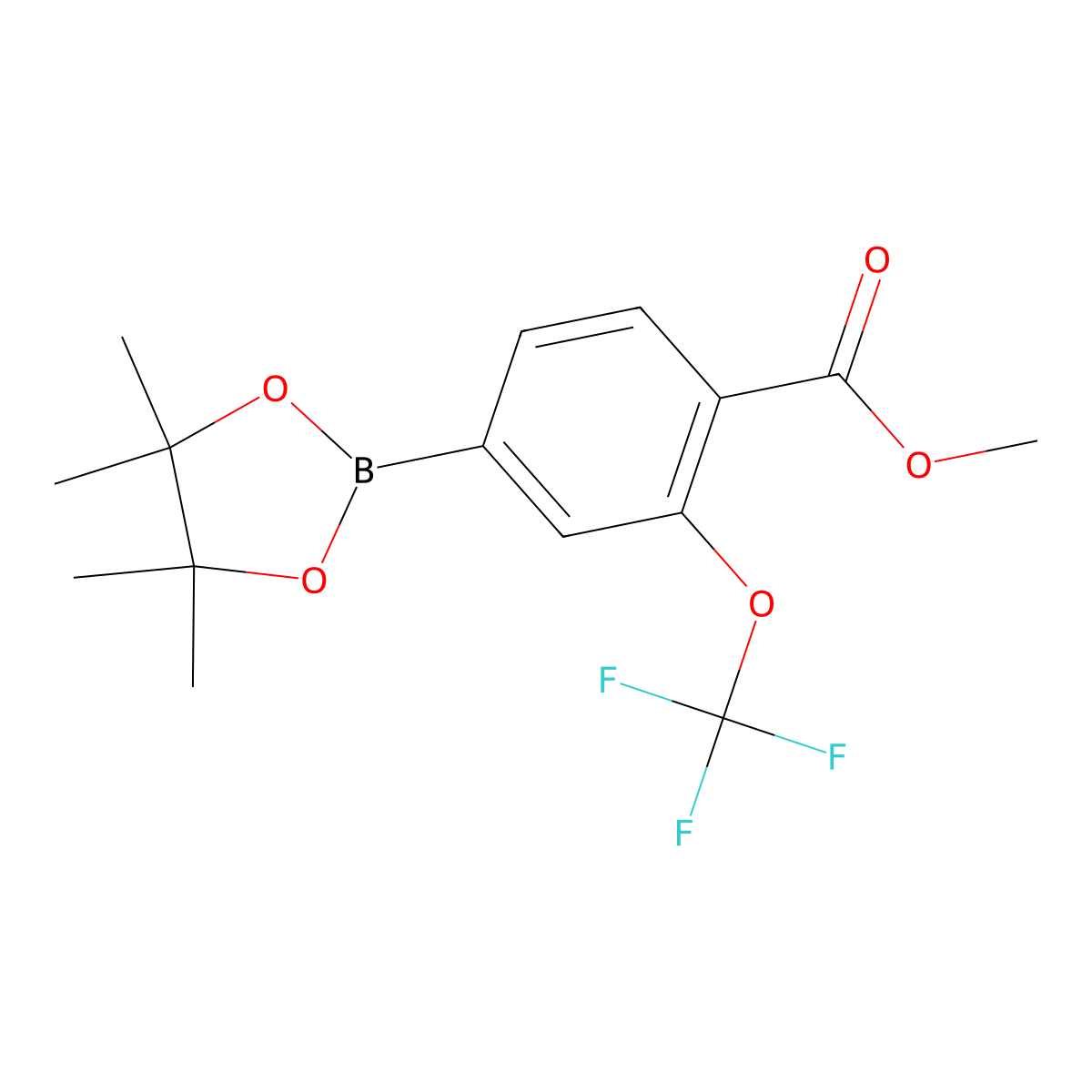 Methyl 4-(tetramethyl-1,3,2-dioxaborolan-2-yl)-2-(trifluoromethoxy)benzoate molecular structure, CAS 1242145-44-3