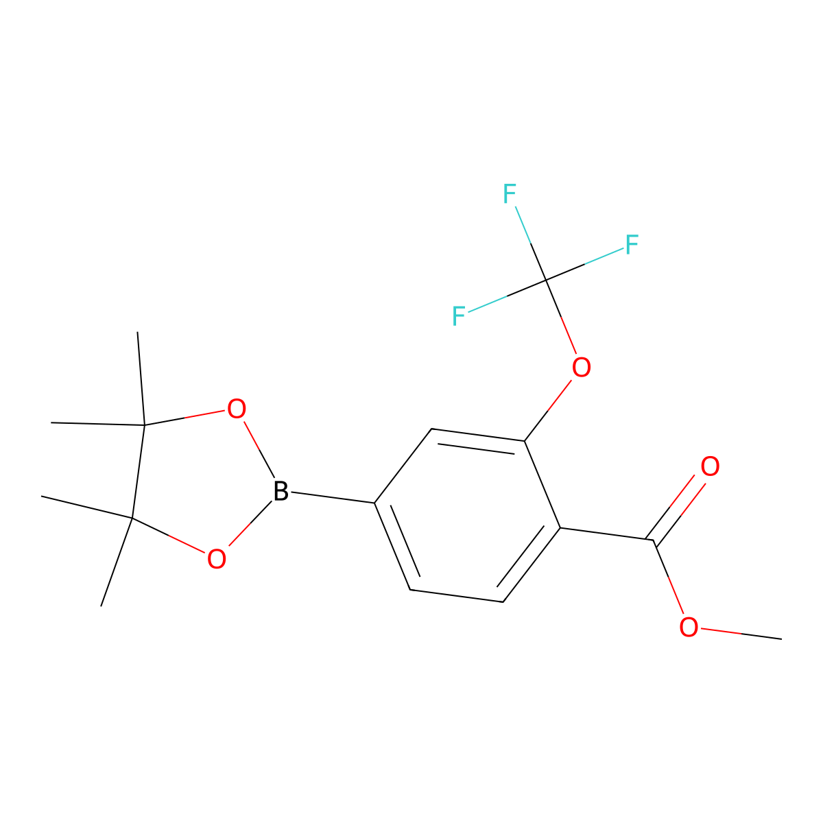 Methyl 4-(tetramethyl-1,3,2-dioxaborolan-2-yl)-2-(trifluoromethoxy)benzoate molecular structure, CAS 1242145-44-3