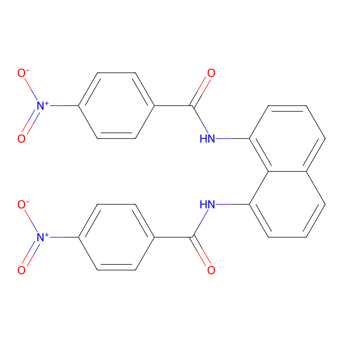 N,N'-(naphthalene-1,8-diyl)bis(4-nitrobenzamide) molecular structure, CAS 124215-23-2