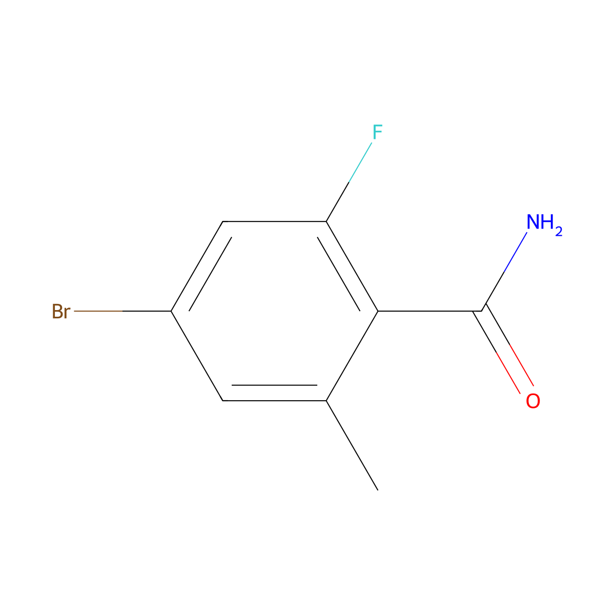 4-Bromo-2-fluoro-6-methylbenzamide molecular structure, CAS 1242156-51-9