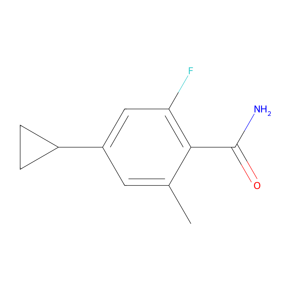 4-Cyclopropyl-2-fluoro-6-methylbenzamide molecular structure, CAS 1242156-52-0