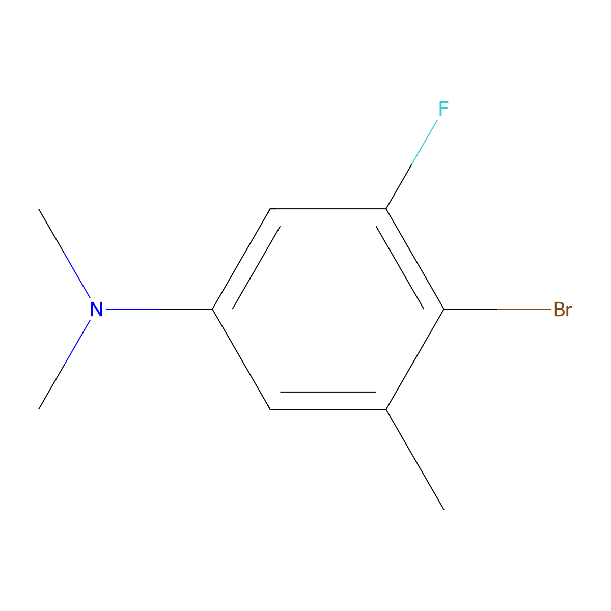 (4-Bromo-3-fluoro-5-methyl-phenyl)-dimethyl-amine molecular structure, CAS 1242156-92-8