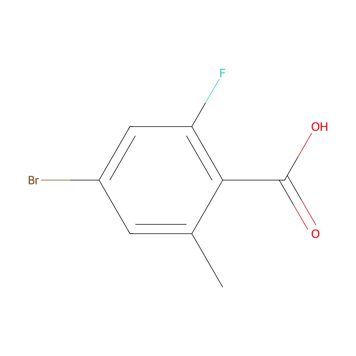 4-Bromo-2-fluoro-6-methylbenzoic acid molecular structure, CAS 1242157-23-8