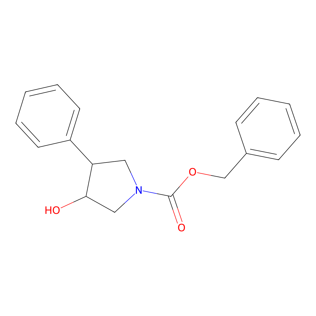 rac-benzyl (3R,4S)-3-hydroxy-4-phenylpyrrolidine-1-carboxylate molecular structure, CAS 1242166-60-4
