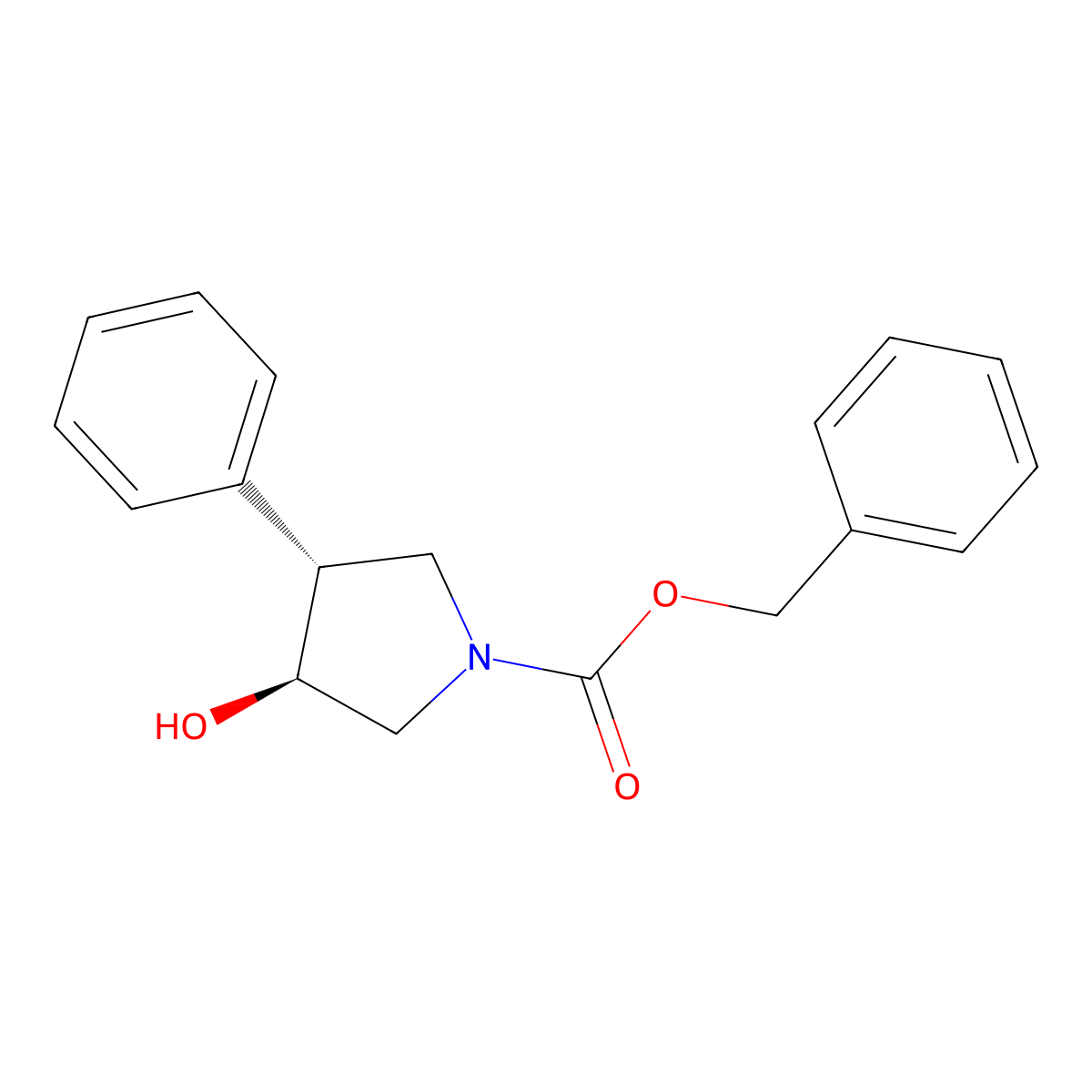 rac-benzyl (3R,4S)-3-hydroxy-4-phenylpyrrolidine-1-carboxylate molecular structure, CAS 1242166-60-4