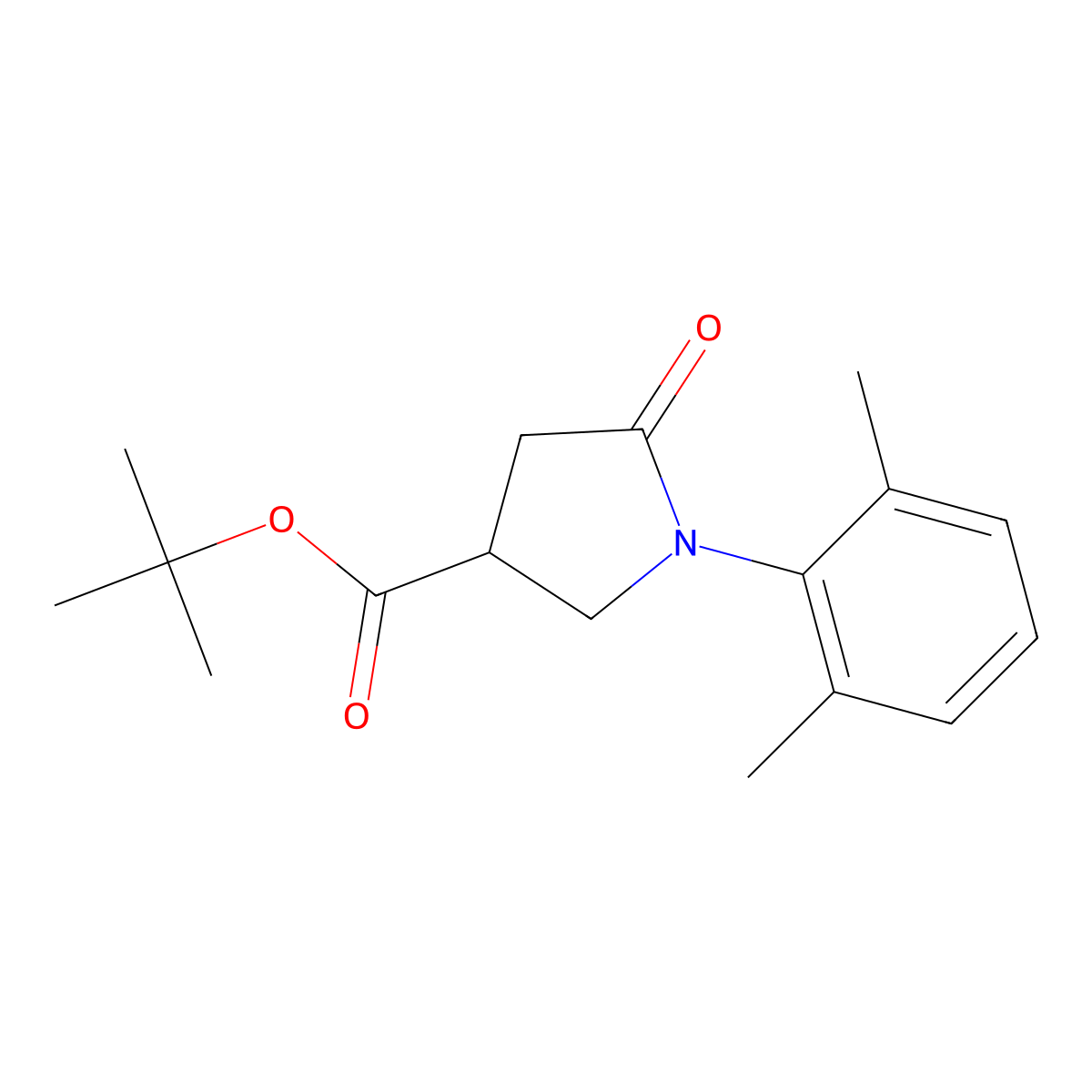 Tert-butyl 1-(2,6-dimethylphenyl)-5-oxopyrrolidine-3-carboxylate molecular structure, CAS 1242179-00-5