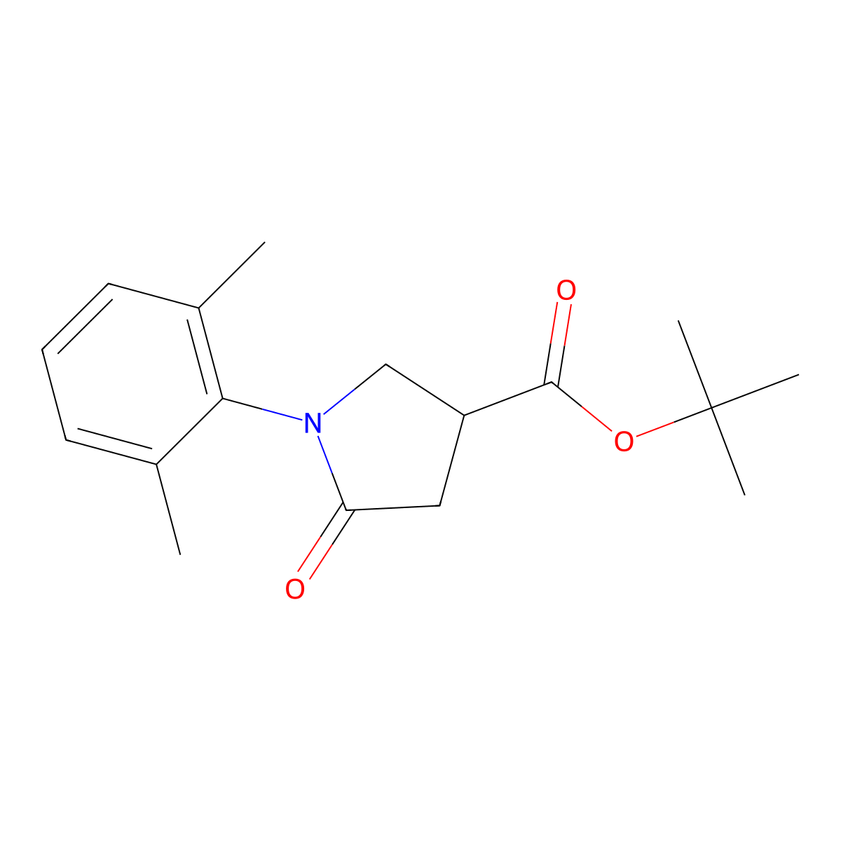 Tert-butyl 1-(2,6-dimethylphenyl)-5-oxopyrrolidine-3-carboxylate molecular structure, CAS 1242179-00-5