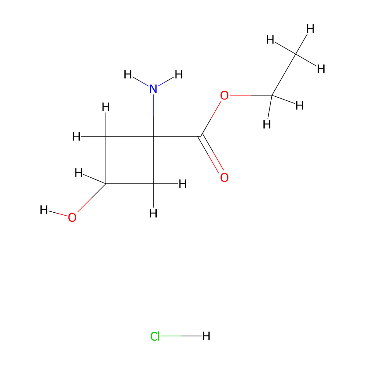 Ethyl 1-amino-3-hydroxycyclobutane-1-carboxylate hydrochloride molecular structure, CAS 1242187-41-2