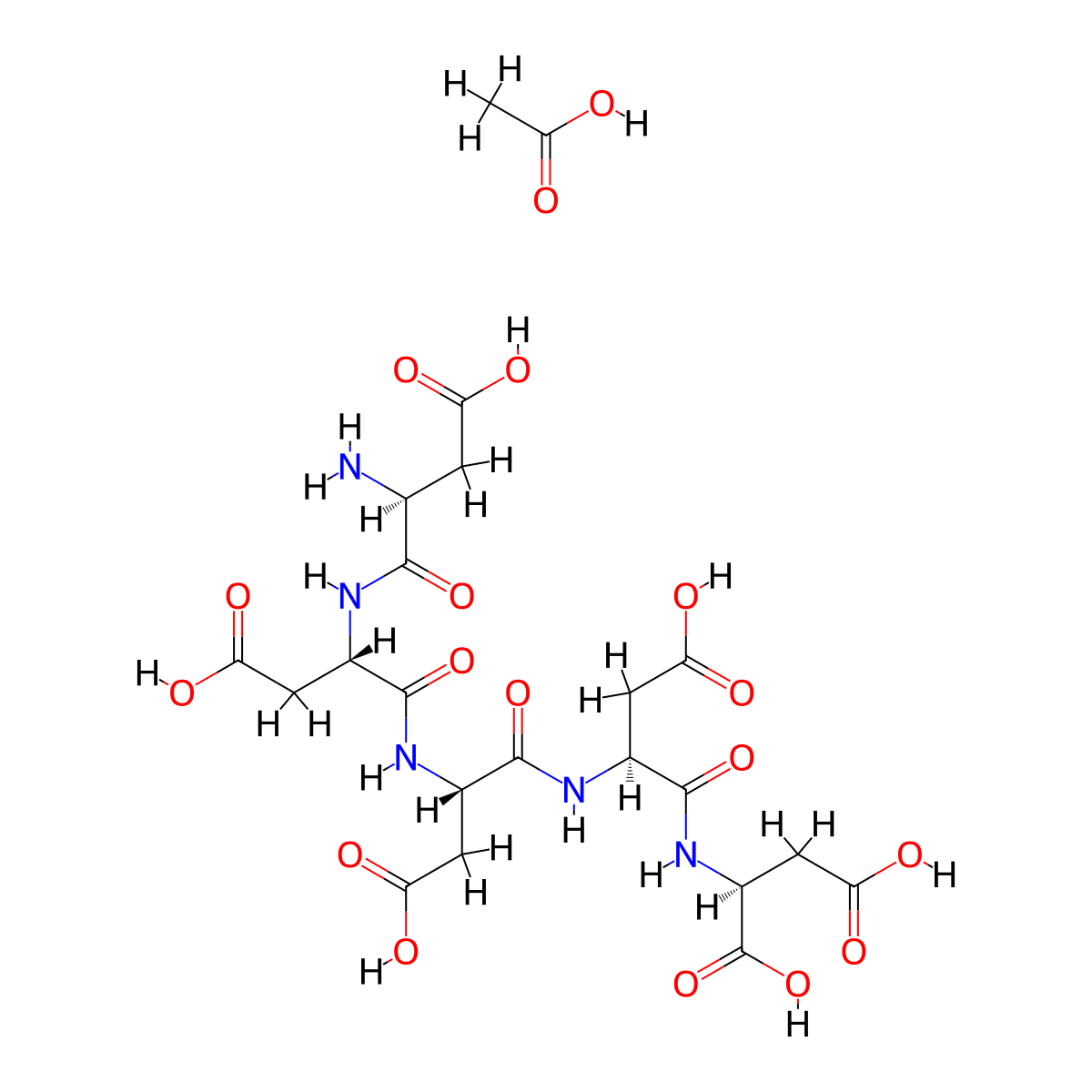 Asp-Asp-Asp-Asp-Asp acetate molecular structure, CAS 124219-00-7