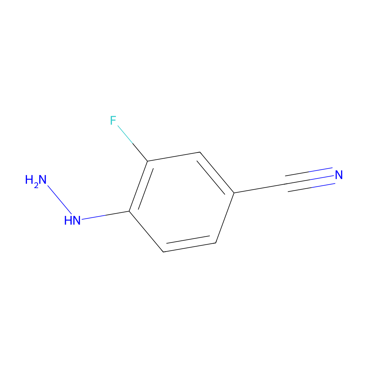 3-Fluoro-4-hydrazinylbenzonitrile molecular structure, CAS 1242238-88-5