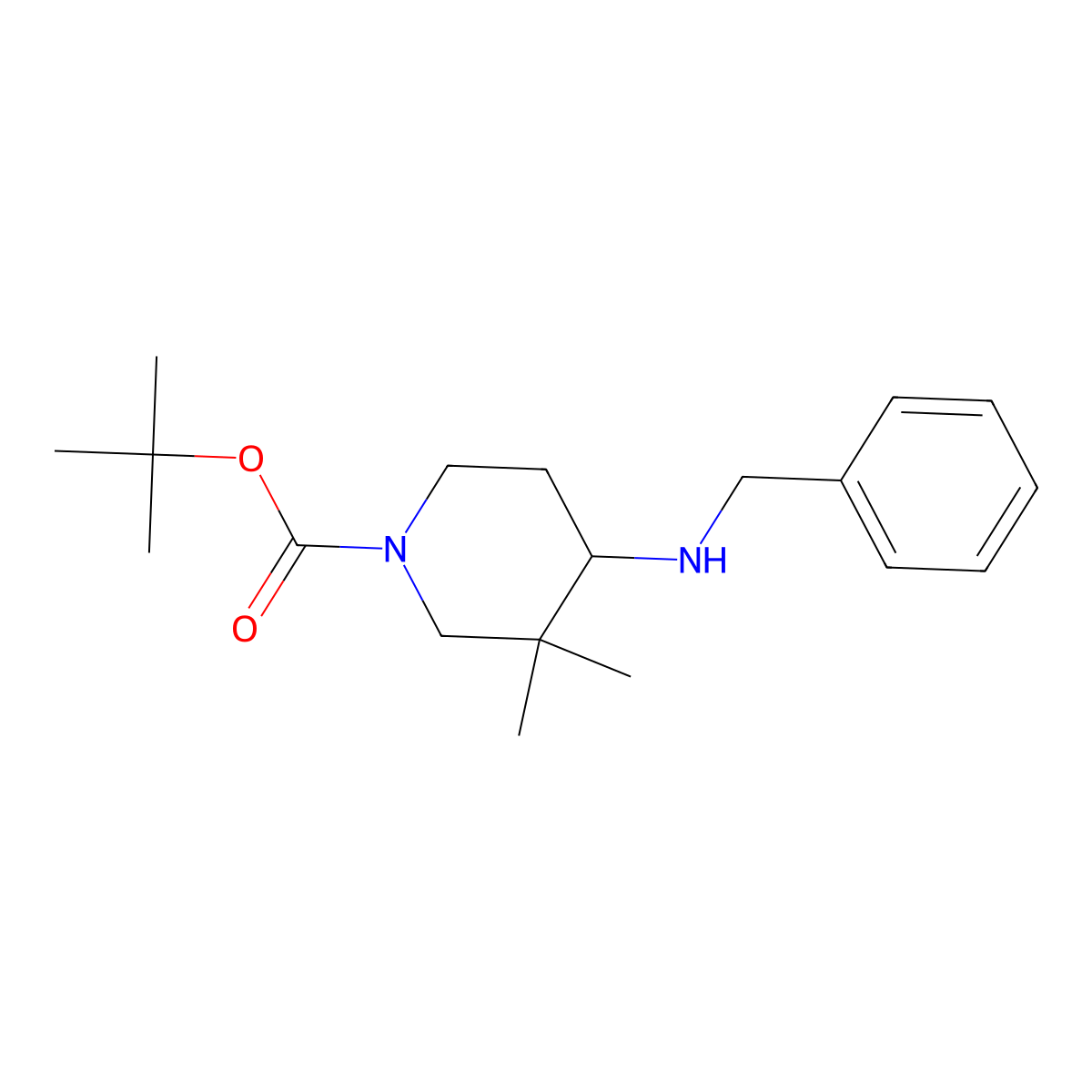 Tert-butyl 4-(benzylamino)-3,3-dimethylpiperidine-1-carboxylate molecular structure, CAS 1242239-98-0