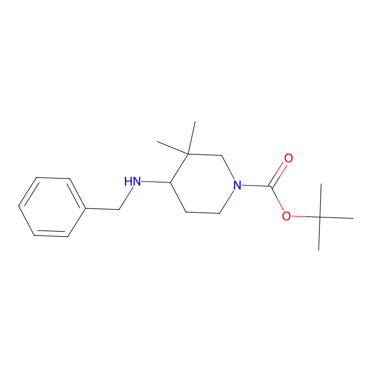 Tert-butyl 4-(benzylamino)-3,3-dimethylpiperidine-1-carboxylate molecular structure, CAS 1242239-98-0