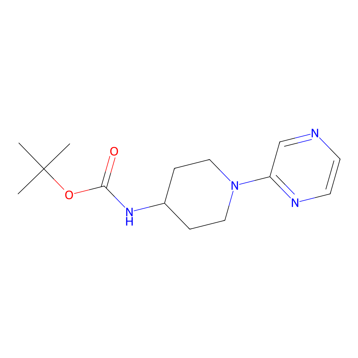 Tert-butyl 1-(pyrazin-2-yl)piperidin-4-ylcarbamate molecular structure, CAS 1242240-88-5