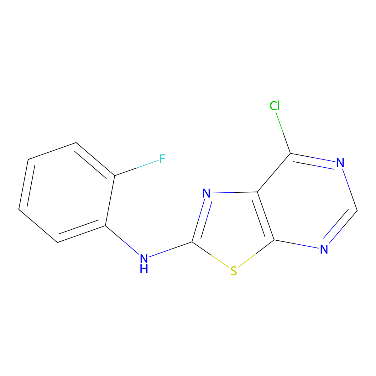 7-chloro-N-(2-fluorophenyl)thiazolo[5,4-d]pyrimidin-2-amine molecular structure, CAS 1242240-95-4