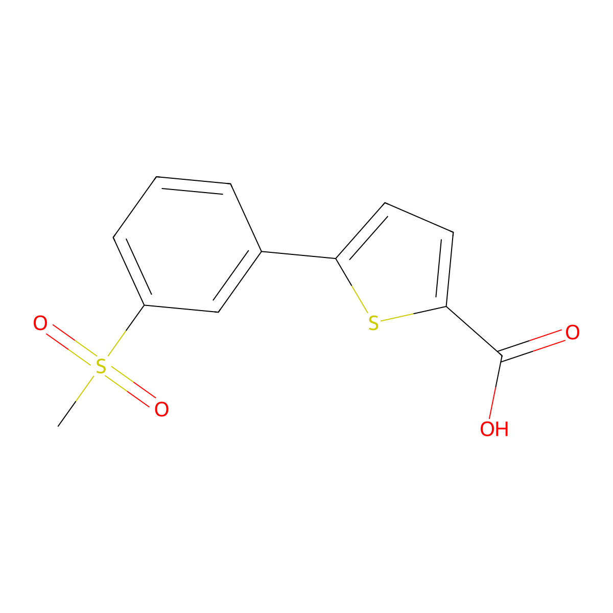 5-(3-(Methylsulfonyl)phenyl)thiophene-2-carboxylic acid molecular structure, CAS 1242241-00-4
