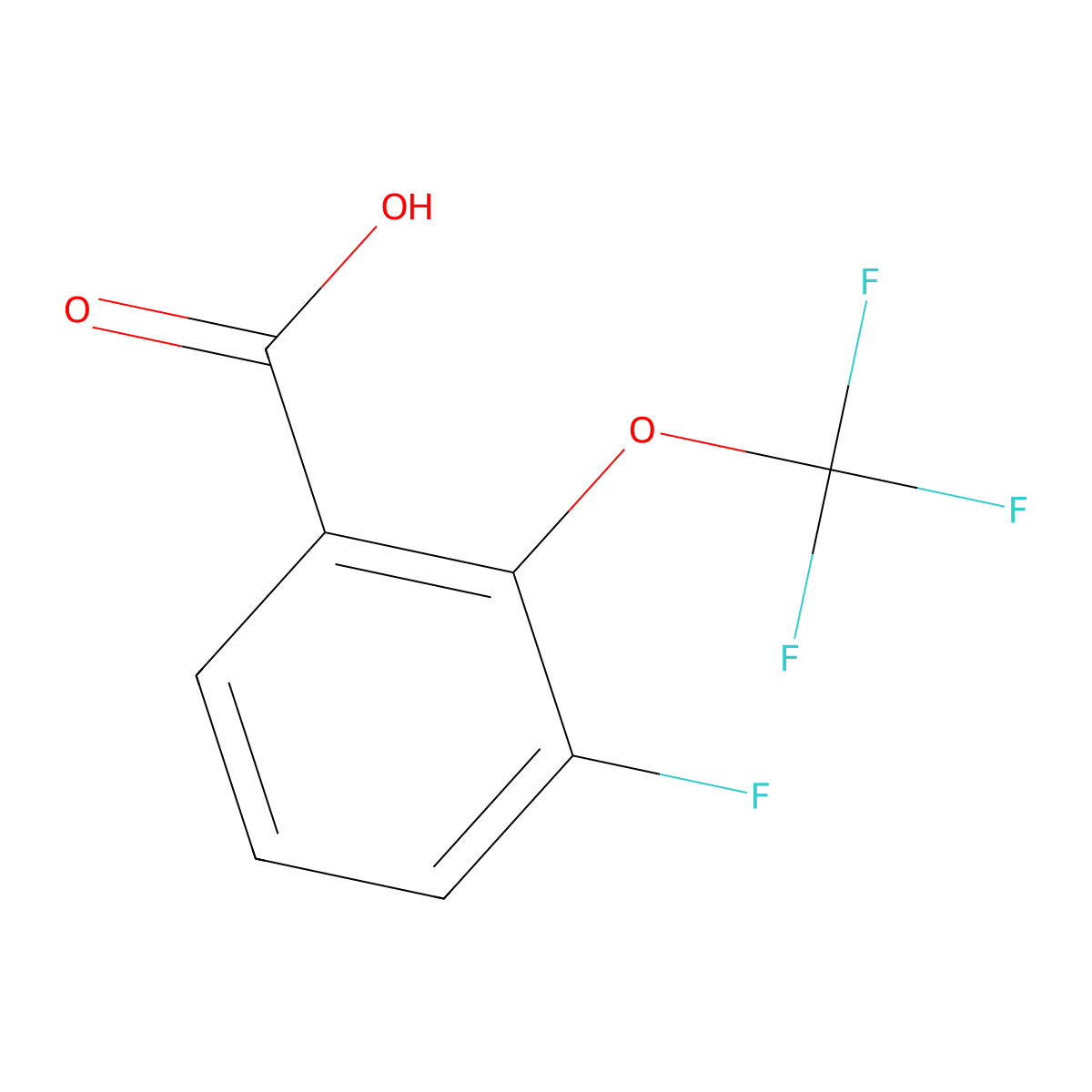 3-Fluoro-2-(trifluoromethoxy)benzoic acid molecular structure, CAS 1242252-50-1