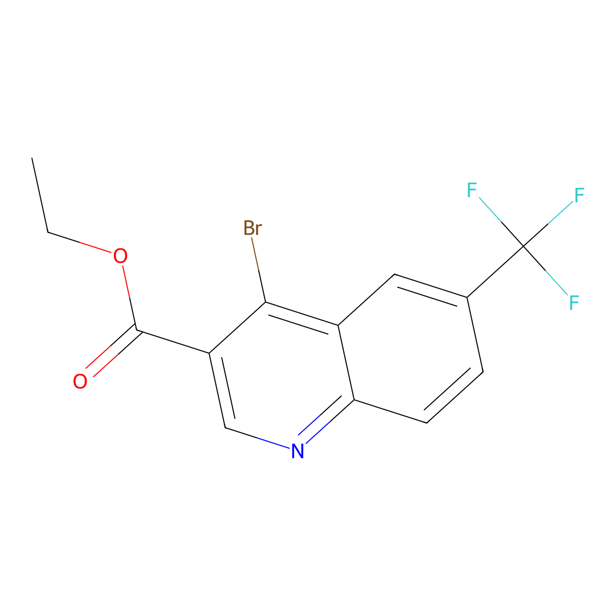 Ethyl 4-bromo-6-(trifluoromethyl)quinoline-3-carboxylate molecular structure, CAS 1242260-07-6