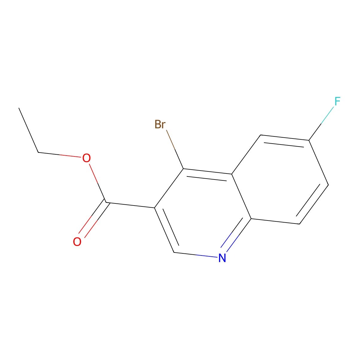 4-Bromo-6-Fluoroquinoline-3-Carboxylic Acid Ethyl Ester molecular structure, CAS 1242260-48-5