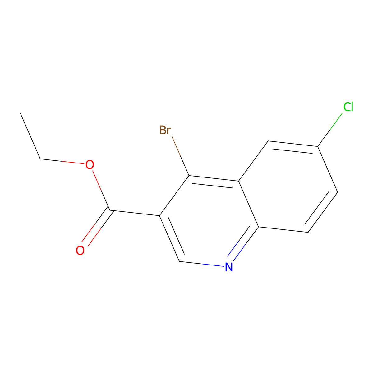 Ethyl 4-bromo-6-chloroquinoline-3-carboxylate molecular structure, CAS 1242260-56-5