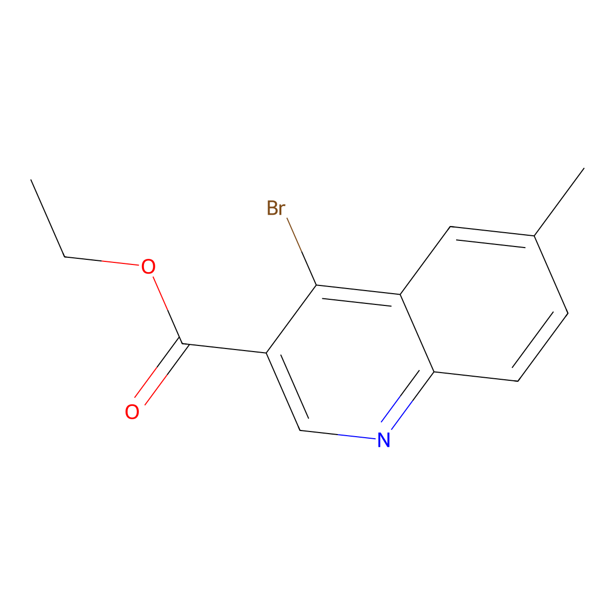 Ethyl 4-bromo-6-methylquinoline-3-carboxylate molecular structure, CAS 1242260-73-6