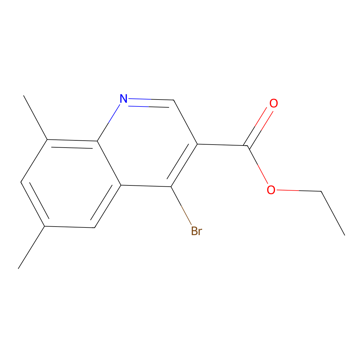 Ethyl 4-bromo-6,8-dimethylquinoline-3-carboxylate molecular structure, CAS 1242260-80-5