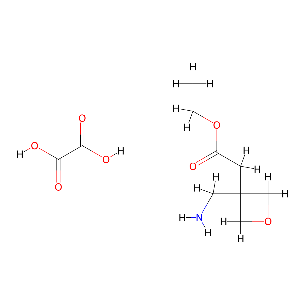 Ethyl 2-(3-(aminomethyl)oxetan-3-yl)acetate oxalate molecular structure, CAS 1242267-76-0