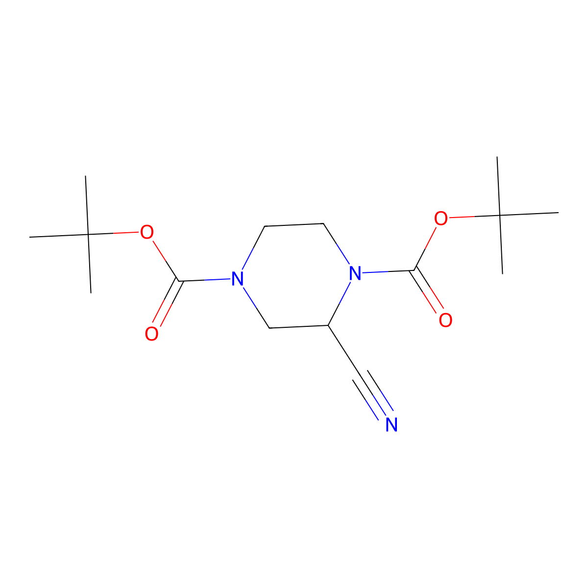 (S)-Di-tert-butyl 2-cyanopiperazine-1,4-dicarboxylate molecular structure, CAS 1242267-80-6