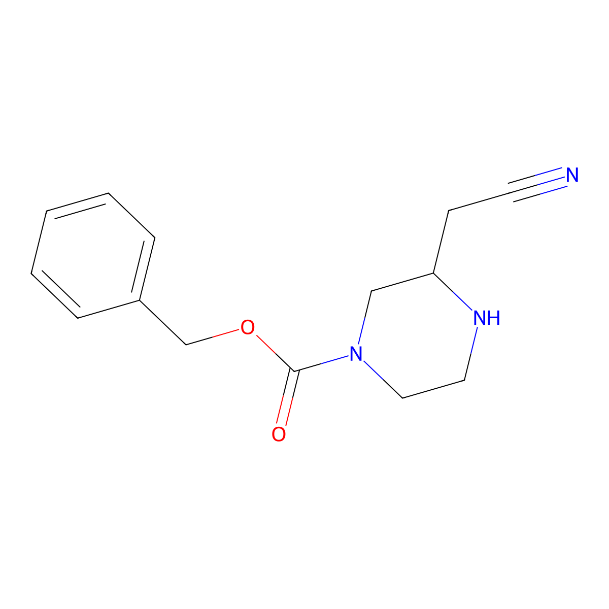 Benzyl (S)-3-(cyanomethyl)piperazine-1-carboxylate molecular structure, CAS 1242267-82-8