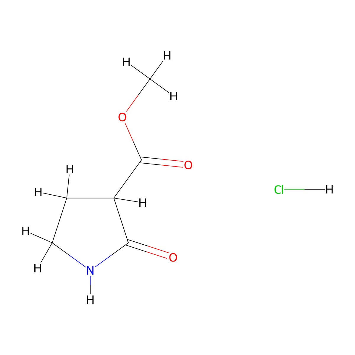 Methyl 2-oxopyrrolidine-3-carboxylate hydrochloride molecular structure, CAS 1242267-85-1