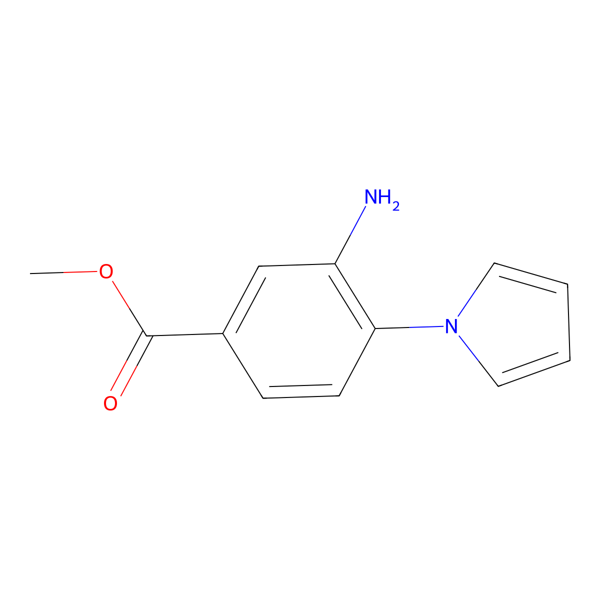 methyl 3-amino-4-(1H-pyrrol-1-yl)benzoate molecular structure, CAS 1242267-86-2