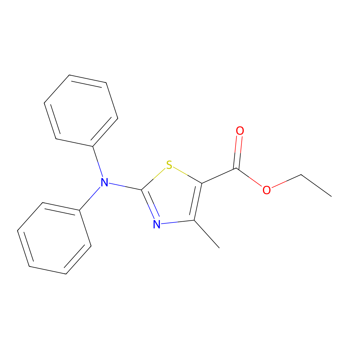 Ethyl 2-(diphenylamino)-4-methyl-1,3-thiazole-5-carboxylate molecular structure, CAS 1242267-87-3