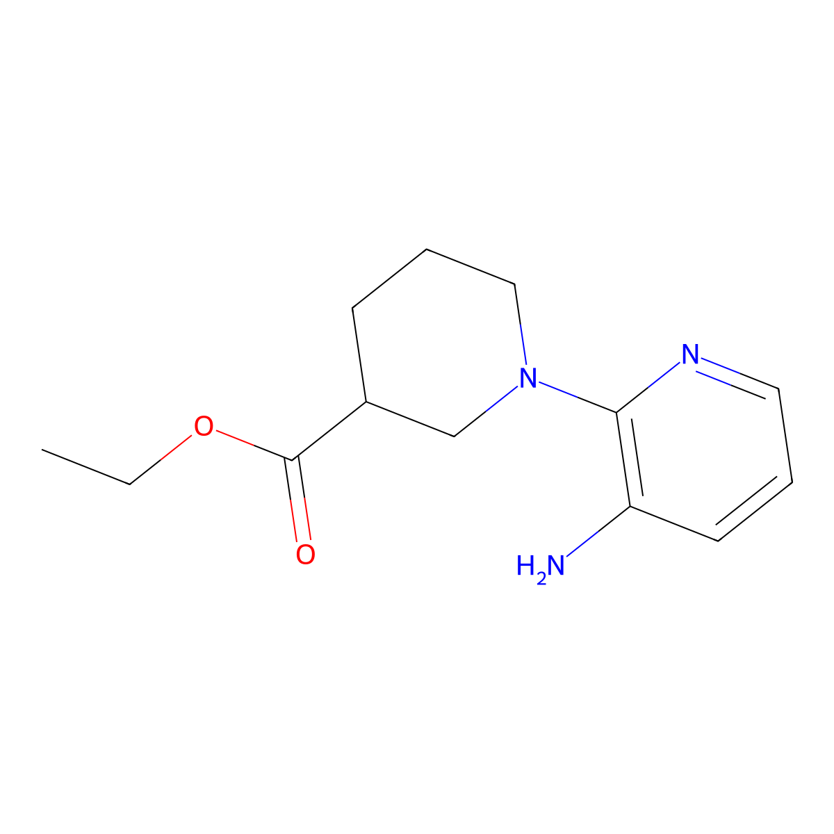 Ethyl 1-(3-aminopyridin-2-yl)piperidine-3-carboxylate molecular structure, CAS 1242267-91-9