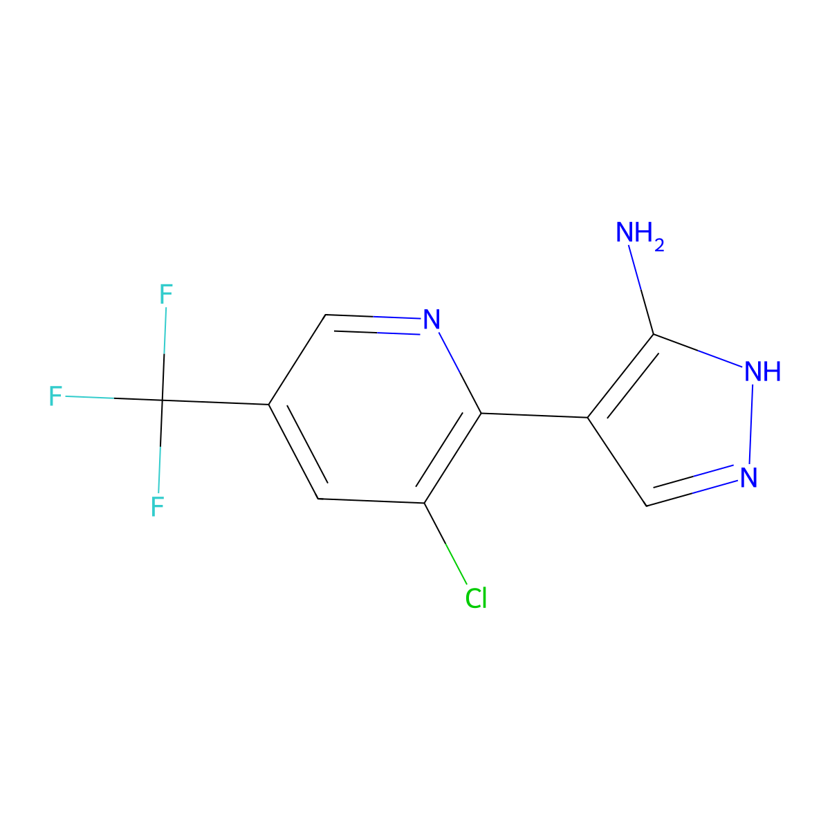 4-[3-chloro-5-(trifluoromethyl)-2-pyridinyl]-1H-pyrazol-3-amine molecular structure, CAS 1242267-93-1