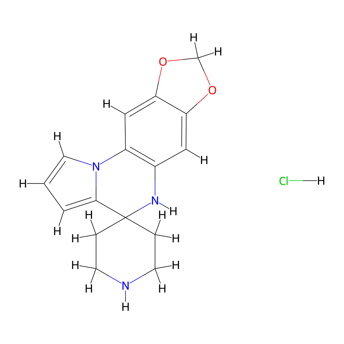 12',14'-Dioxa-2',8'-diazaspiro[piperidine-4,7'-tetracyclo[7.7.0.0^{2,6}.0^{11,15}]hexadecane]-1'(9'),3',5',10',15'-pentaene hydrochloride molecular structure, CAS 1242267-95-3