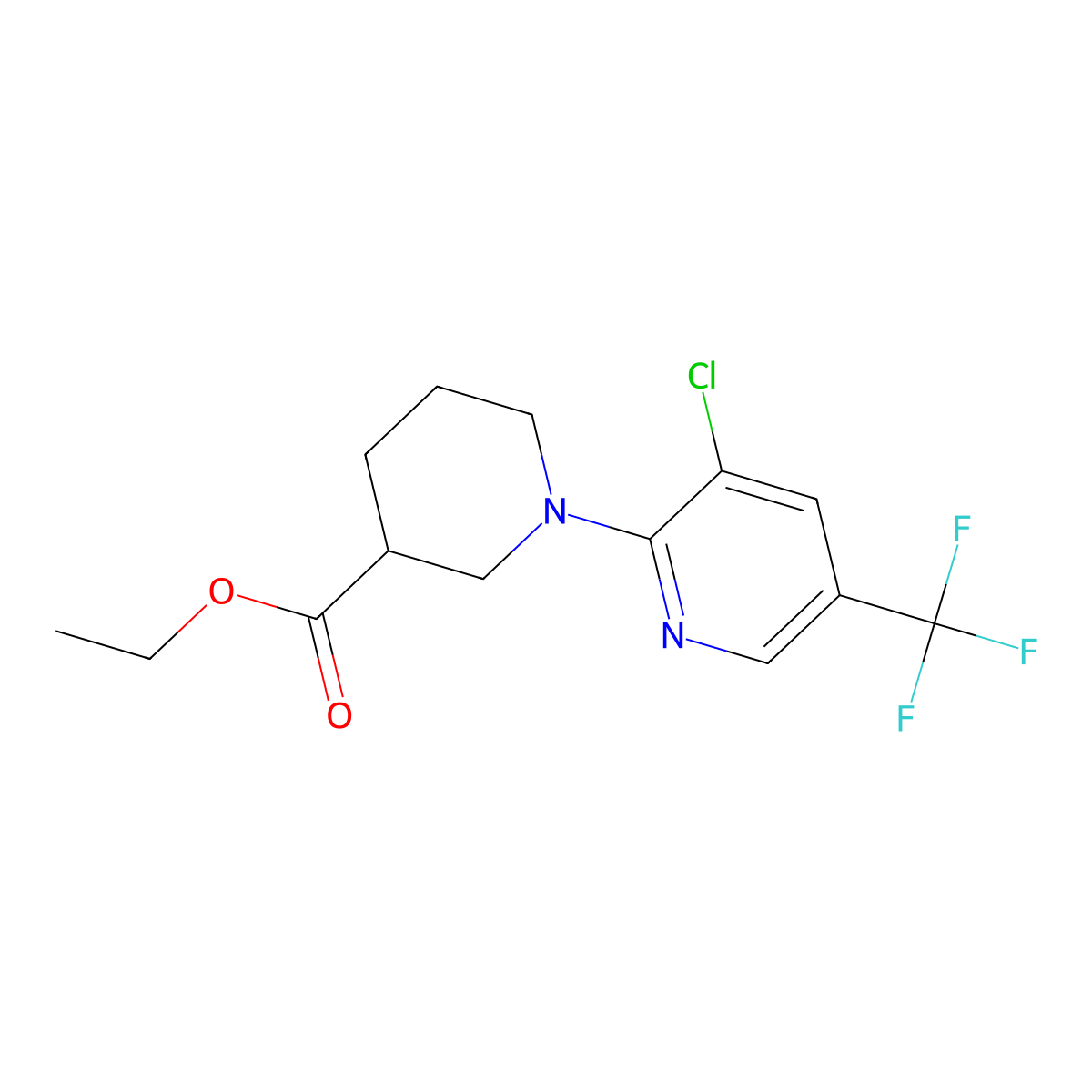 Ethyl 1-[3-chloro-5-(trifluoromethyl)pyridin-2-yl]piperidine-3-carboxylate molecular structure, CAS 1242267-96-4