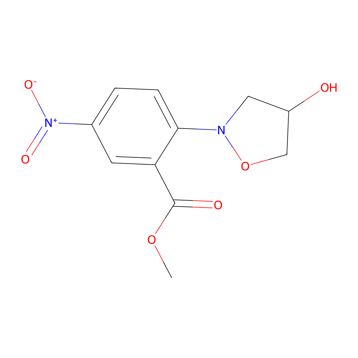 Methyl 2-[4-hydroxydihydro-2(3H)-isoxazolyl]-5-nitrobenzenecarboxylate molecular structure, CAS 1242267-99-7
