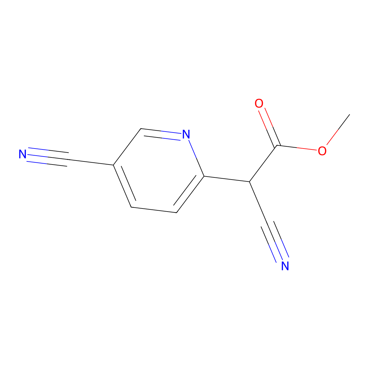 Methyl 2-cyano-2-(5-cyanopyridin-2-yl)acetate molecular structure, CAS 1242268-04-7